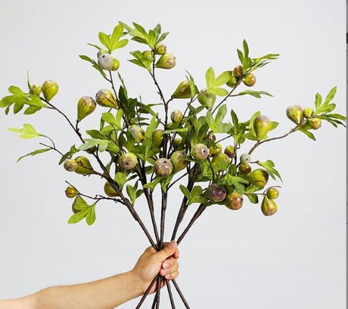 4 Pcs Artificial Figs Branches for Vases 34.65 Inch Tall Fake Frost Fig with Greenery Stems and Leaves for Home Kitchen Table Display Supermarket Photography Props in Kuwait