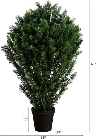 Nearly Natural 5-FT Artificial Cedar Bush, Indoor/Outdoor UV Resistant Faux Cedar Bush in Black Nursery for Front Porch Décor, Artificial Shrubs for Outdoors in Saudi Arabia