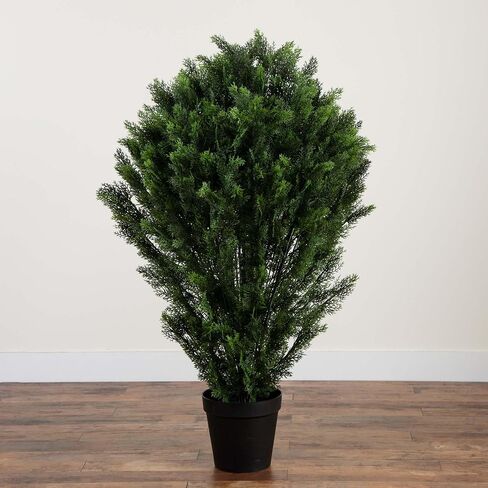 Nearly Natural 5-FT Artificial Cedar Bush, Indoor/Outdoor UV Resistant Faux Cedar Bush in Black Nursery for Front Porch Décor, Artificial Shrubs for Outdoors in Saudi Arabia