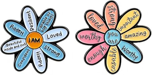 2PCS Inspirational Flower Enamel Pins Set，Motivational Lapel Pins for Women Men, Cute Backpack Pins with Uplifting Words, Positive Brooch for Hat Jacket Lanyard, Encouragement Gift for Graduation Coworker Friend in Saudi Arabia