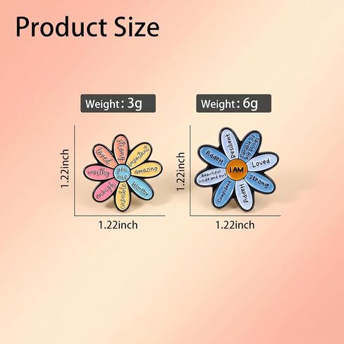 2PCS Inspirational Flower Enamel Pins Set，Motivational Lapel Pins for Women Men, Cute Backpack Pins with Uplifting Words, Positive Brooch for Hat Jacket Lanyard, Encouragement Gift for Graduation Coworker Friend in Saudi Arabia