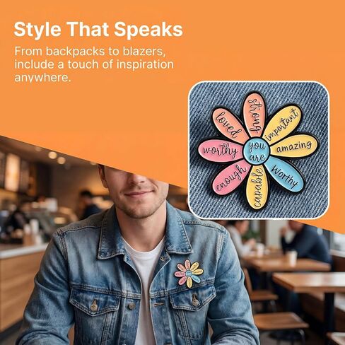 2PCS Inspirational Flower Enamel Pins Set，Motivational Lapel Pins for Women Men, Cute Backpack Pins with Uplifting Words, Positive Brooch for Hat Jacket Lanyard, Encouragement Gift for Graduation Coworker Friend in Saudi Arabia