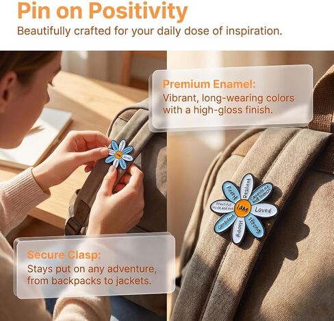 2PCS Inspirational Flower Enamel Pins Set，Motivational Lapel Pins for Women Men, Cute Backpack Pins with Uplifting Words, Positive Brooch for Hat Jacket Lanyard, Encouragement Gift for Graduation Coworker Friend in Saudi Arabia