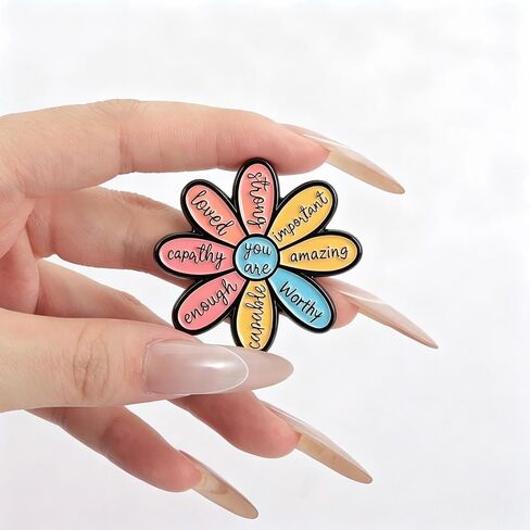 2PCS Inspirational Flower Enamel Pins Set，Motivational Lapel Pins for Women Men, Cute Backpack Pins with Uplifting Words, Positive Brooch for Hat Jacket Lanyard, Encouragement Gift for Graduation Coworker Friend in Saudi Arabia