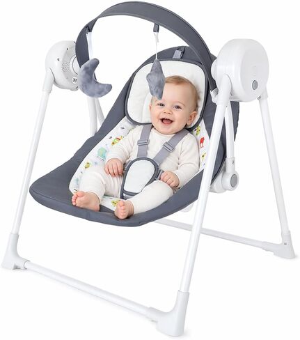 Baby Swing SpaceSaver Ultra-Compact Foldable Infant Swing (Fits in 5.3" Gaps!) 6 Speed Modes | Portable Newborn Swing for Travel/Car/Picnic (0-9M, 6-20lbs) in Kuwait