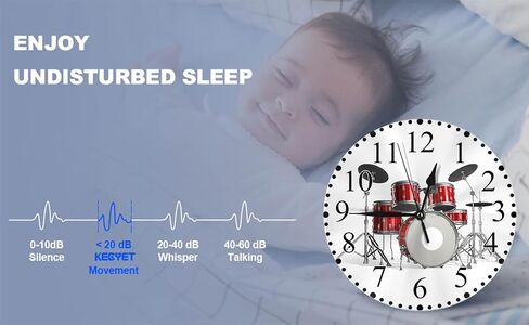 Music Wall Clock Red Silver White Rock N Roll Jazz Musical Instrument Cool Drum Clock 10 Inch Silent Non-Ticking Clocks Battery Operated for Home Living Laundry Room Kitchen Bedroom Office in Saudi Arabia
