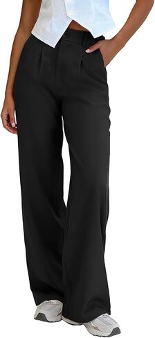 Women's High Waisted Work Dress Pants with Pockets Stretchy Business Casual Trousers Pleated Office Slacks for Career in Saudi Arabia