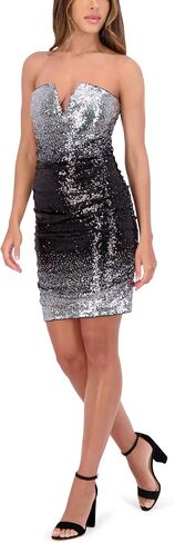Siena Women's Strapless Split Neck Ombre Sequin Mini Dress in Saudi Arabia