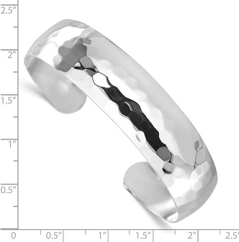 JewelryWeb 14.5mm 925 Sterling Silver Slip on Polished Hammered Slip-on Bangle Bracelet Cuff Bracelet for Women in Kuwait