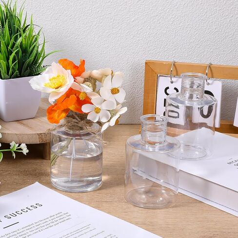 12 Pack Plastic Bud Vases, Small Clear Shatterproof Vases Transparent Floral Containers for Wedding Table Decor, Centerpiece, Bulk Hyacinth Bulb Growing Jars (4.7 Inch) in Saudi Arabia