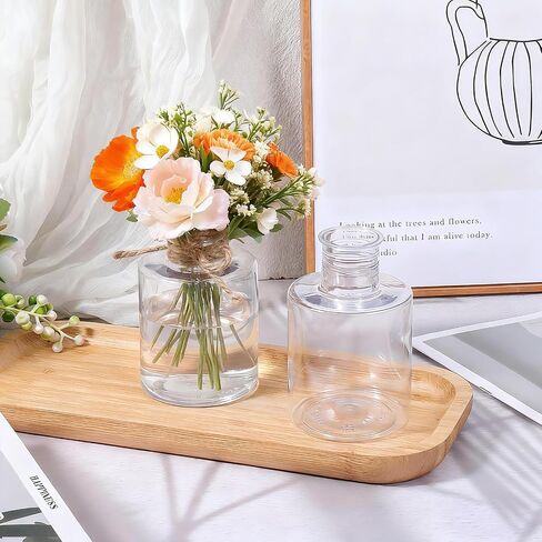 12 Pack Plastic Bud Vases, Small Clear Shatterproof Vases Transparent Floral Containers for Wedding Table Decor, Centerpiece, Bulk Hyacinth Bulb Growing Jars (4.7 Inch) in Saudi Arabia