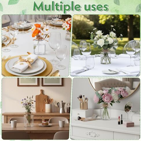 12 Pack Plastic Bud Vases, Small Clear Shatterproof Vases Transparent Floral Containers for Wedding Table Decor, Centerpiece, Bulk Hyacinth Bulb Growing Jars (4.7 Inch) in Saudi Arabia