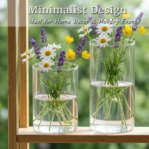 6 Pcs HZCPENG Glass Cylinder Vases, 4" 6" 8" Tall x 4" Wide Flower Vase for Centerpieces, Wedding Decorations and Indoor Home Décor, Hurricane Candle Holder for Table, Party Décor in Saudi Arabia