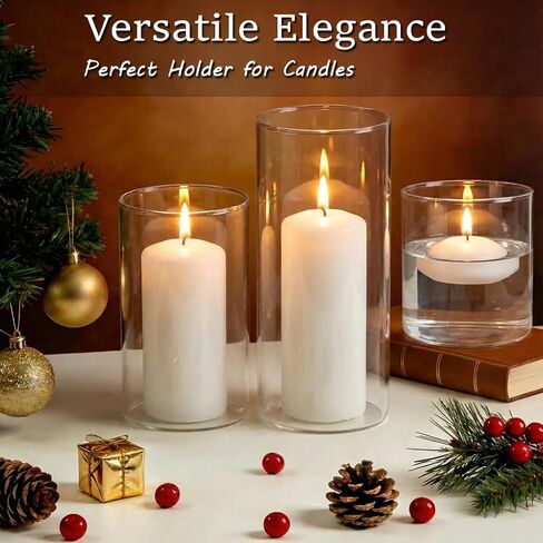 6 Pcs HZCPENG Glass Cylinder Vases, 4" 6" 8" Tall x 4" Wide Flower Vase for Centerpieces, Wedding Decorations and Indoor Home Décor, Hurricane Candle Holder for Table, Party Décor in Saudi Arabia