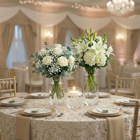 6 Pcs HZCPENG Glass Cylinder Vases, 4" 6" 8" Tall x 4" Wide Flower Vase for Centerpieces, Wedding Decorations and Indoor Home Décor, Hurricane Candle Holder for Table, Party Décor in Saudi Arabia