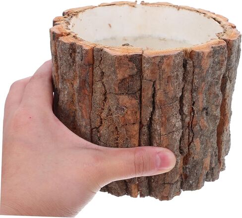 Wood Flower Pot Tree Stump Planter Artificial Plants Wood Vase Natural Flower Pot Rustic Bark Planter Farmhouse Decoration in Saudi Arabia