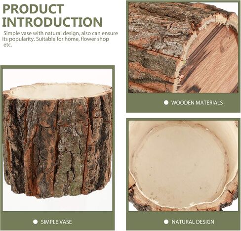Wood Flower Pot Tree Stump Planter Artificial Plants Wood Vase Natural Flower Pot Rustic Bark Planter Farmhouse Decoration in Saudi Arabia