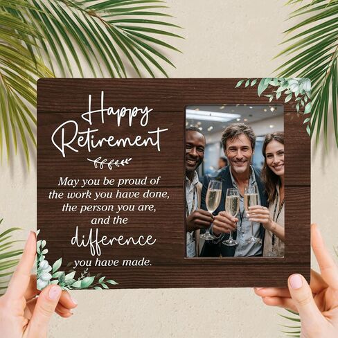 Coworkers RetirementWooden Picture Frame Gifts forRetired Colleague, Happy Retirement Coworker TeamGifts, Office Decor, Fits 4x6 Photo Frame in Saudi Arabia