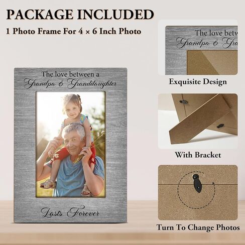 The Love Between A Grandpa and Granddaughter Picture Frame, 4x6 Wood Photo Frame Gifts for Grandpa, Picture Photo Frames for Desk Decor, Grandpa Birthday Gifts Idea -23 in Saudi Arabia