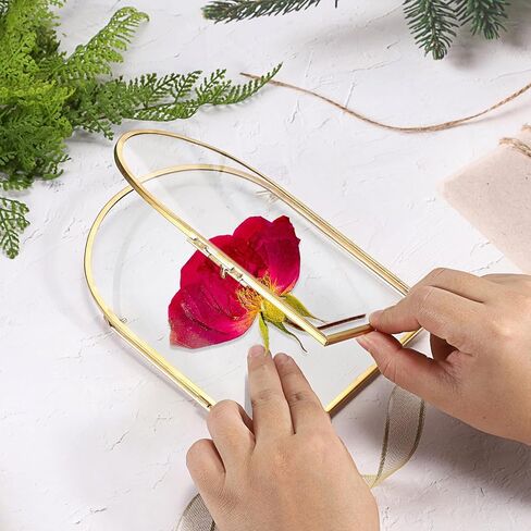 JUXYES 3 Pack Tabletop Double Glass Brass Frame for Pressed Flowers, Arch Double Sided Glass Frame Gold Floating Artwork Display Frames for Photo, Picture, Dried Pressed Flower, etc, 5x7 Inches in Kuwait
