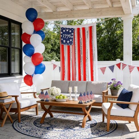 4th of July Rag American Flag Banner Decor, 4.5 x 2.3 FT Patriotic USA Flag Banner, Independence Day Retro American Flags Bunting Decorations for Outdoor Garden Yard Home Party in Saudi Arabia