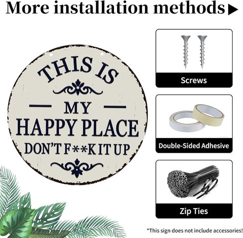 This Is My Happy Place Don't F It Up Sign, Our Funny Garden Wooden Signs, Round Porch Backyard Patio Wall Art in Saudi Arabia