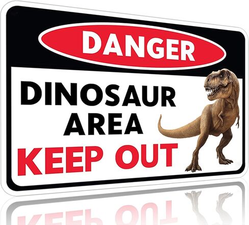 Funnysign Boys Dinosaur Gifts Vintage Dinosaur Sign Danger Dinosaur Area Tin Sign for Boys Room Dino Room Nursery Room Decor 8 x 12 inches (3822) in Saudi Arabia