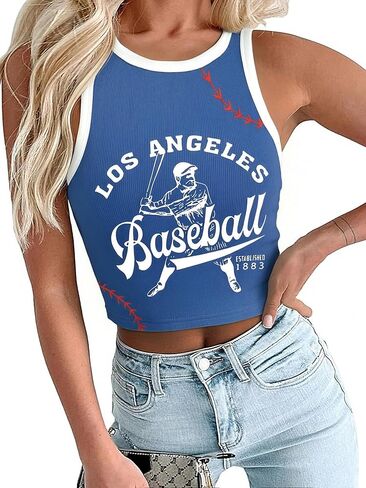 BANGELY Baseball Tank Top Women Baseball Fans Knit Shirts Cute Y2K Graphic Tank Casual Workout Summer Sleeveless Vest Top in Saudi Arabia