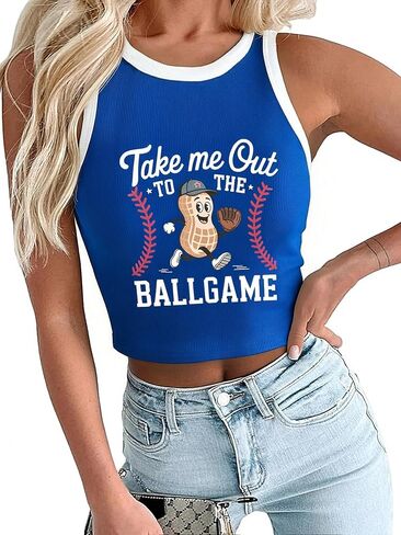 BANGELY Baseball Tank Top Women Baseball Fans Knit Shirts Cute Y2K Graphic Tank Casual Workout Summer Sleeveless Vest Top in Saudi Arabia