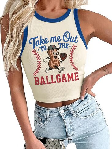 BANGELY Baseball Tank Top Women Baseball Fans Knit Shirts Cute Y2K Graphic Tank Casual Workout Summer Sleeveless Vest Top in Saudi Arabia