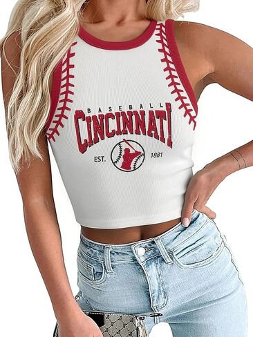 BANGELY Baseball Tank Top Women Baseball Fans Knit Shirts Cute Y2K Graphic Tank Casual Workout Summer Sleeveless Vest Top in Saudi Arabia