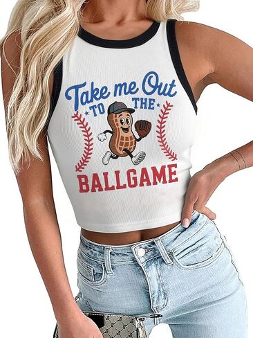 BANGELY Baseball Tank Top Women Baseball Fans Knit Shirts Cute Y2K Graphic Tank Casual Workout Summer Sleeveless Vest Top in Saudi Arabia