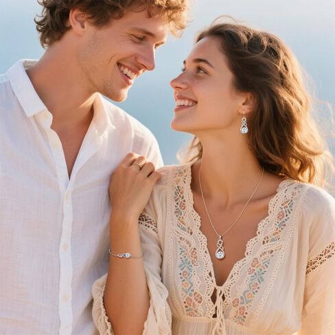 Gemstone Infinity Earrings for Women, S925 Sterling Silver Round cut Zircon Dangle Earring Birthstone Jewelry Gift for Her in Saudi Arabia