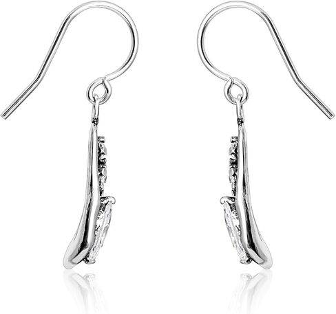 925 Sterling Silver Dangle Earrings for Women - Triangle Shield with Cubic Zirconia Vintage Design - Hypoallergenic, Lead & Nickel Free - Artisan Handcrafted Statement Earrings by Jean Rachel Jewelry in Saudi Arabia