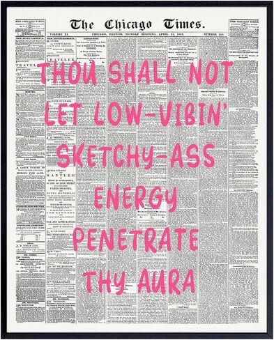 Positive Quotes Wall Decor - Aura Inspirational Wall Art for Women - Pink Boho-chic Print - Cute Office Wall Art - funny Sayings Trendy Stuff - Funky Eclectic Art Print in Saudi Arabia