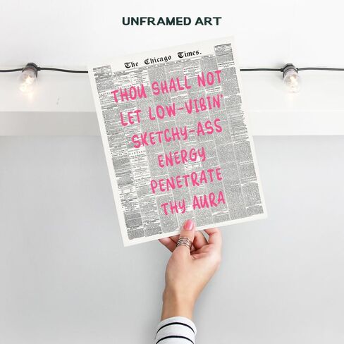 Positive Quotes Wall Decor - Aura Inspirational Wall Art for Women - Pink Boho-chic Print - Cute Office Wall Art - funny Sayings Trendy Stuff - Funky Eclectic Art Print in Saudi Arabia