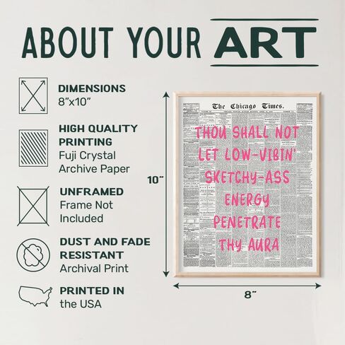 Positive Quotes Wall Decor - Aura Inspirational Wall Art for Women - Pink Boho-chic Print - Cute Office Wall Art - funny Sayings Trendy Stuff - Funky Eclectic Art Print in Saudi Arabia