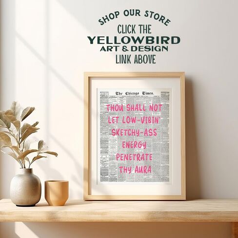 Positive Quotes Wall Decor - Aura Inspirational Wall Art for Women - Pink Boho-chic Print - Cute Office Wall Art - funny Sayings Trendy Stuff - Funky Eclectic Art Print in Saudi Arabia