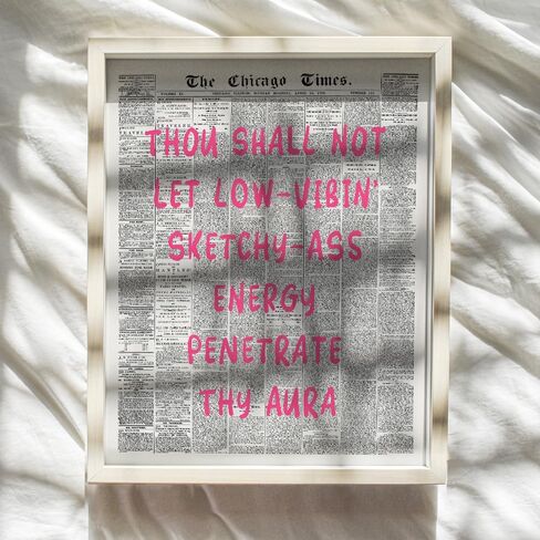 Positive Quotes Wall Decor - Aura Inspirational Wall Art for Women - Pink Boho-chic Print - Cute Office Wall Art - funny Sayings Trendy Stuff - Funky Eclectic Art Print in Saudi Arabia