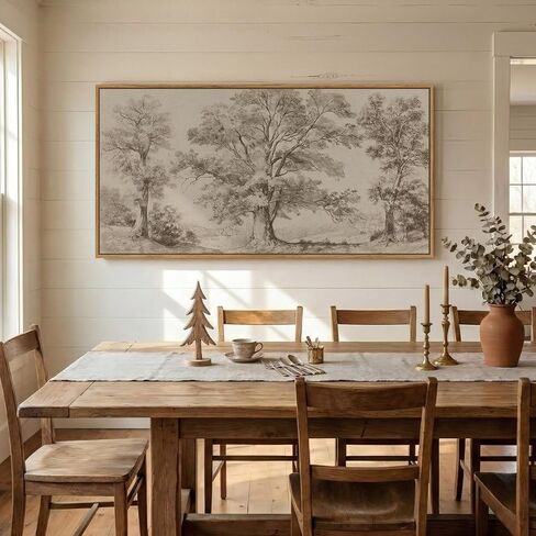 Framed Vintage Landscape Canvas Wall Art for Living Room, Extra Large Horizontal Rustic Tree Botanical Picture Prints Paintings, Neutral Wabi Sabi Artwork Decor for Bedroom Entryway 60x30 Inch in Saudi Arabia