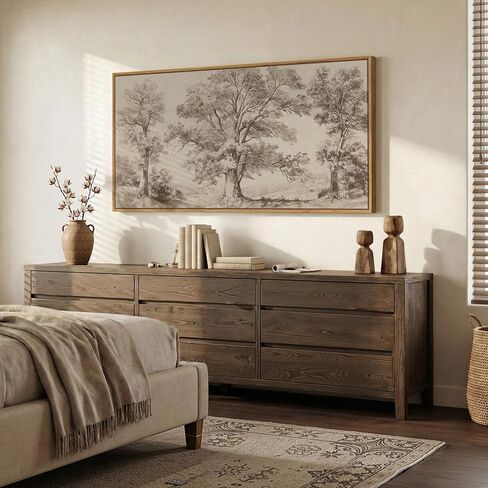 Framed Vintage Landscape Canvas Wall Art for Living Room, Extra Large Horizontal Rustic Tree Botanical Picture Prints Paintings, Neutral Wabi Sabi Artwork Decor for Bedroom Entryway 60x30 Inch in Saudi Arabia