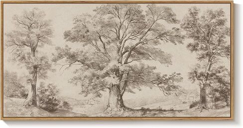 Framed Vintage Landscape Canvas Wall Art for Living Room, Extra Large Horizontal Rustic Tree Botanical Picture Prints Paintings, Neutral Wabi Sabi Artwork Decor for Bedroom Entryway 60x30 Inch in Saudi Arabia