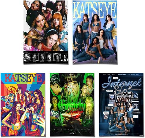 LEKAI [5PC] Katseye Street Fashion Poster For Fans Kids Room Bedroom Wall Decor-Katseye Street Fashion Posters Canvas Prints Picture For Teen Boy Girls Gifts in Saudi Arabia