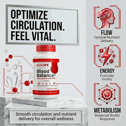 (1 Pack) GlucoRX Blood Balance Capsules, Official GlucoRX Supplement Pills with Premium Ingredients, Advanced Formula Support for Overall Health & Wellness Reviews (60 Capsules) in Saudi Arabia