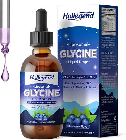 Liposomal Glycine Supplements for Sleep, 1.5/3g Glycine Liquid Drops with Magnesium, L-Theanine & L-Serine | Plus NAC & L-Alanine for Liver & Cellular Health, Vegan, Blueberry, 2 Fl Oz in Saudi Arabia