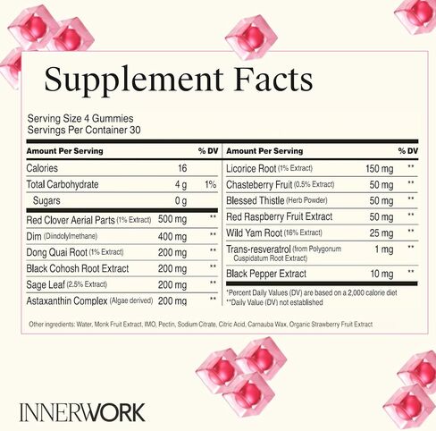 Menopause Gummies for Women – Hormone Balance Gummies with DIM, Black Cohosh, Red Clover, Chasteberry & Dong Quai – PMS & Perimenopause Support – Sugar Free Vegan Women’s Health supplements,120 Count in Kuwait