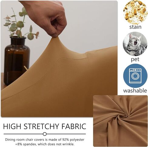 Vapor Fitness Shell Chair Covers for Dining Chairs, Mid Century Modern Dining Chair Covers Set of 2/4/6, Lounge Armless Chair Cover-Camel||4PCS in Saudi Arabia