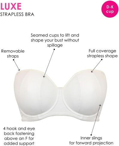 Curvy Kate Women's Luxe Strapless Multiway Underwire Bra, CK2601, Pearl Ivory, 32G in Saudi Arabia