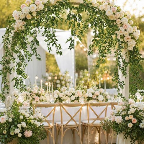5 Pack Artificial Willow Garland, 6 FT Faux Greenery Vine Garland, Hanging Willow Leaf Vines for Room Wall Decor, Wedding Arch, Table Runner, Party Backdrop, Indoor Outdoor Home Decoration in Saudi Arabia