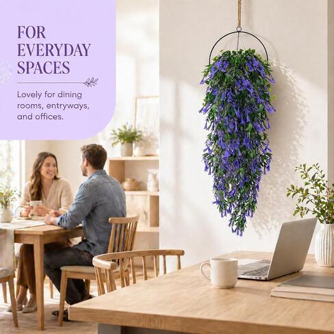 RAINFLOW Artificial Hanging Flowers for Outdoors - Lifelike Fake Outdoor Plant with 135 Mini Lily Flower, Realistic Fake Flowers for Shelf Porch Patio Garden Wedding Party DIY Decoration in Kuwait